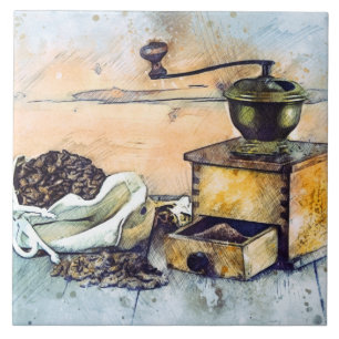 Kitchen Coffee Grinder Kitchen Food Art 6" Tile