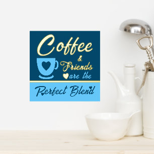 Kitchen coffee lover blue gold foil prints