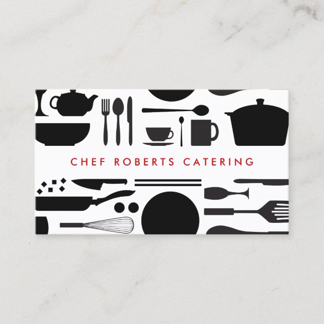 Kitchen Collage Black/White Business Card (Front)