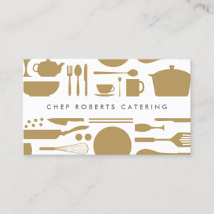 Kitchen Collage Gold/White Business Card