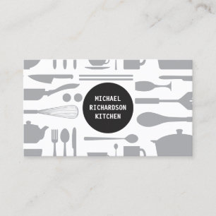 Kitchen Collage Grey/White with Black Logo Business Card