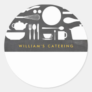 Kitchen Collage on Chalkboard Background 2 Classic Round Sticker