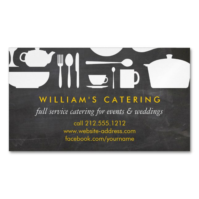 Kitchen Collage on Chalkboard Magnetic Magnetic Business Card (Front)