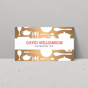 Kitchen Collage on Faux Copper for Chef, Catering Business Card