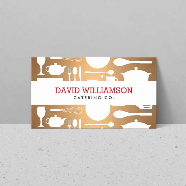 Kitchen Collage on Faux Copper for Chef, Catering Business Card (Creator Uploaded)