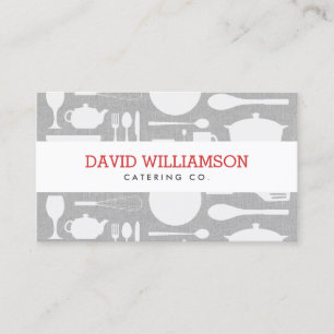 Kitchen Collage on Grey for Chef, Catering Business Card