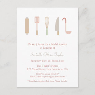Kitchen Cooking Accessories Utensils Bridal Shower Invitation