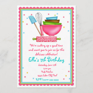 Kitchen Cooking Birthday Invitations