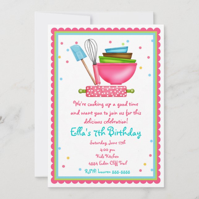 Kitchen Cooking Birthday Invitations (Front)