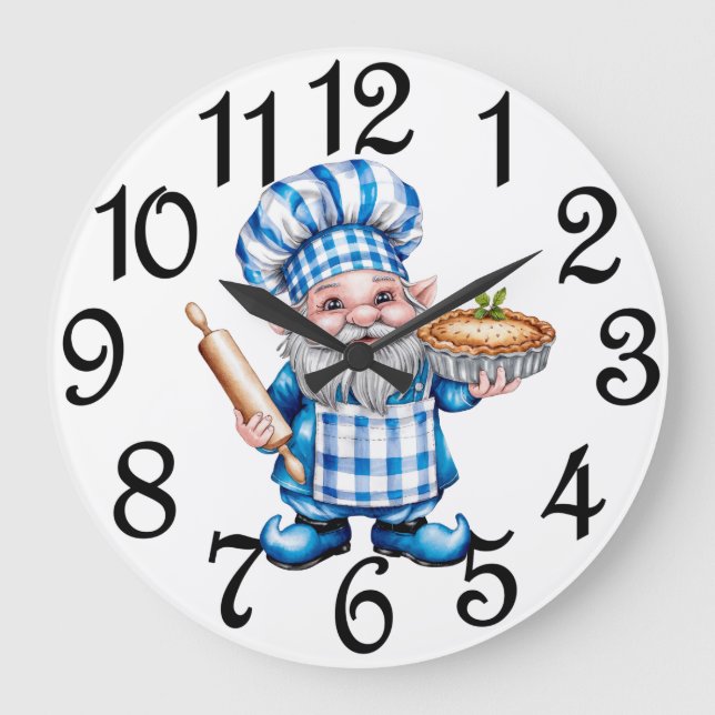 Kitchen Cooking Gnome Acrylic Wall Clock (Front)