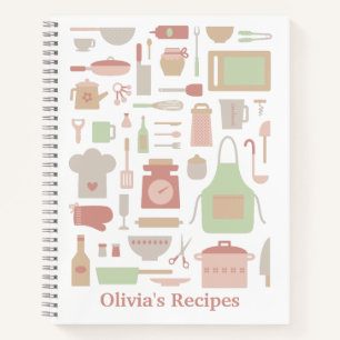 Kitchen Cooking Tools and Utensils Pattern Recipes Notebook