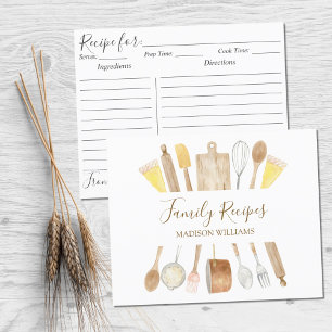 Kitchen Cooking Utensils Family Recipe Card