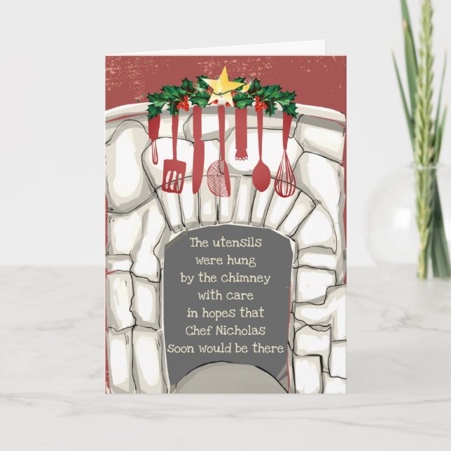 Kitchen cooking utensils funny culinary Christmas Holiday Card (Front)