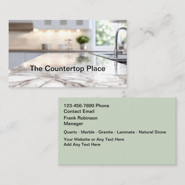 Kitchen Countertop Construction Business Cards (Front/Back)