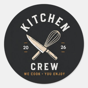 🔪 Kitchen Crew Restaurant Staff Uniform Logo 🔪 Classic Round Sticker