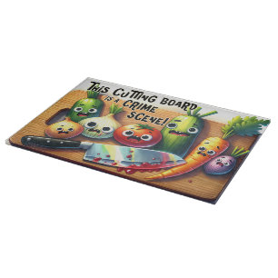 Kitchen Crime Scene Chopped Vegetables  Cutting Board