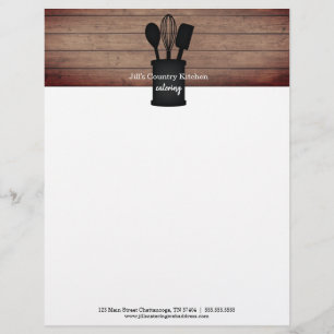 Kitchen Crock Rustic Wood Caterer Restaurant Food Custom Letterhead