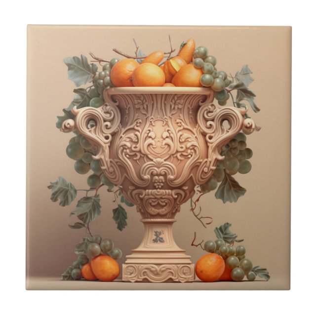 Kitchen Decor Oranges & Green Grapes Tile (Front)