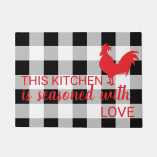 Kitchen Decor with Cute Saying and Rooster Graphic Doormat