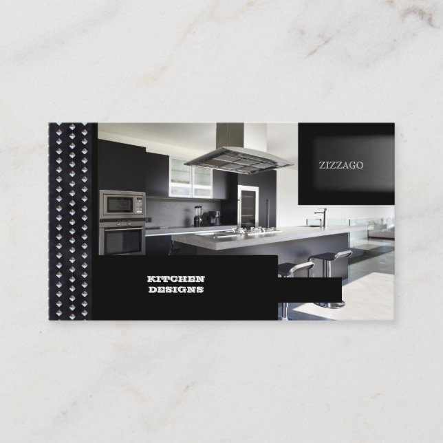 KITCHEN Designs Black Metal Business Card (Front)