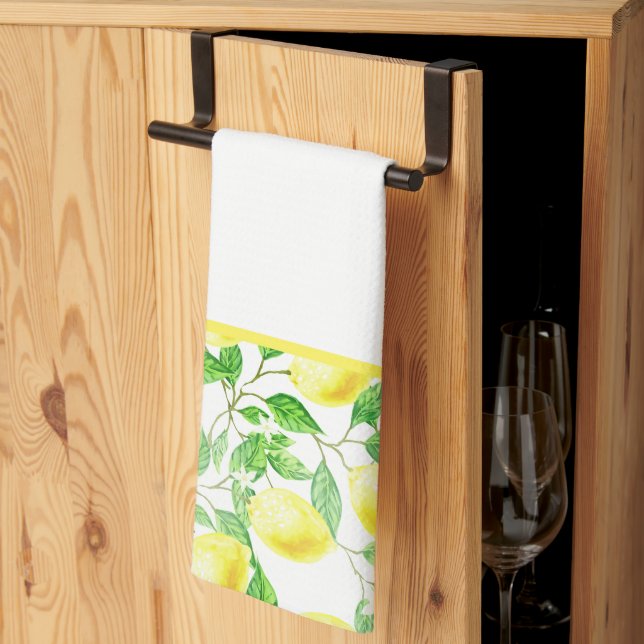 Kitchen Dish Towel-Lemons Tea Towel (Thirds Fold)