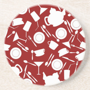 Kitchen Elements Pattern Coaster