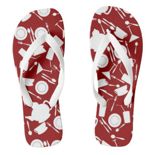 Kitchen Elements Pattern Flip Flops