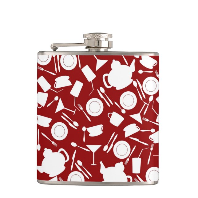 Kitchen Elements Pattern Hip Flask (Front)