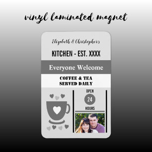 Kitchen est year coffee tea grey photo magnet