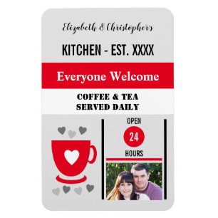 Kitchen est year coffee tea red photo magnet