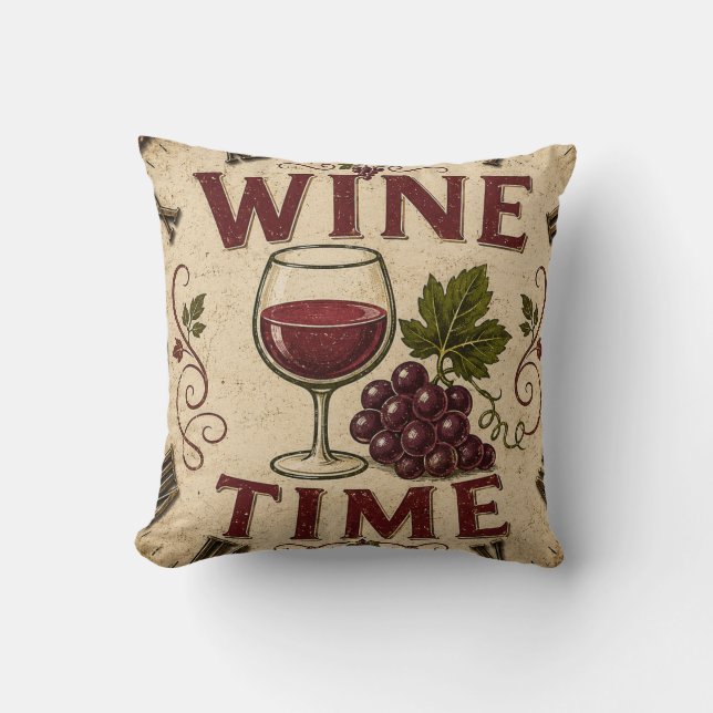 Kitchen Farmhouse Decor Wine Time  Cushion (Front)
