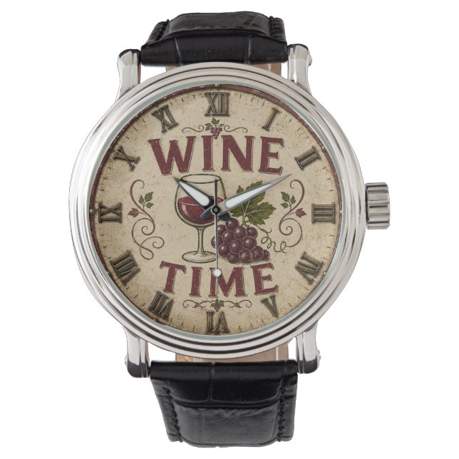 Kitchen Farmhouse Decor Wine Time  Watch (Front)