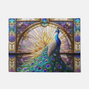 Kitchen Floor Mat Peacock Stained Glass