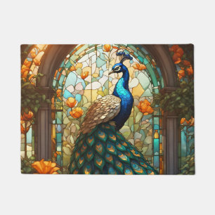 Kitchen Floor Mat Peacock Stained Glass