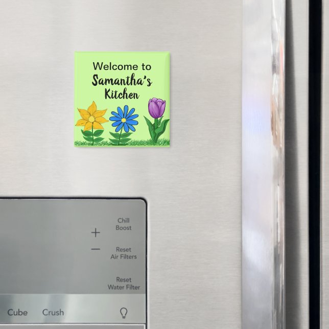 Kitchen Floral Garden Personalised Name Magnets (In Situ (Fridge))