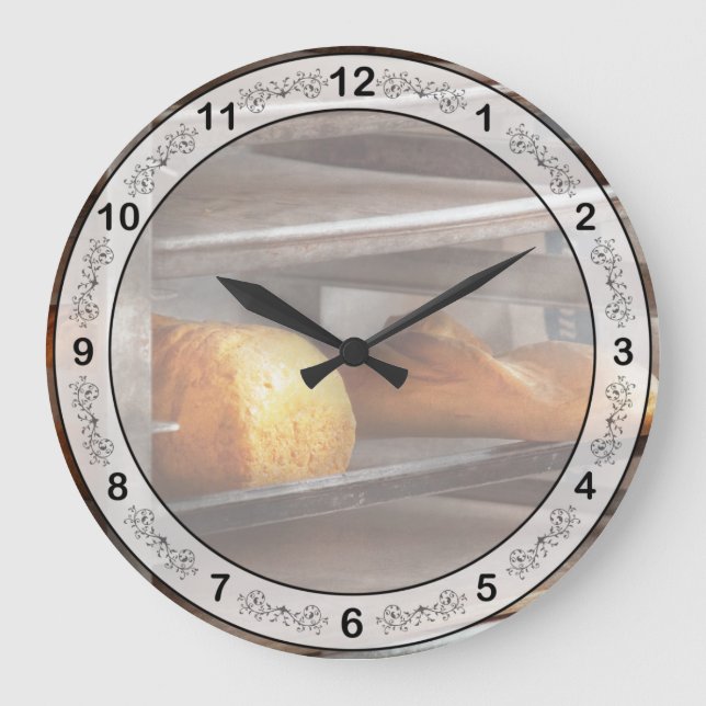 Kitchen - Food - Bread - Freshly baked bread Large Clock (Front)