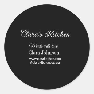 kitchen food chef add restaurant cater name detail classic round sticker