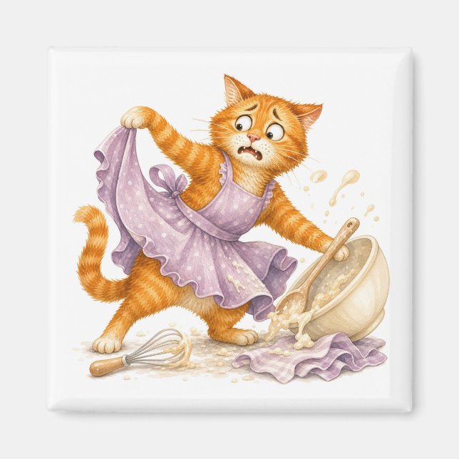 Kitchen Funny Cat Magnet   (Front)