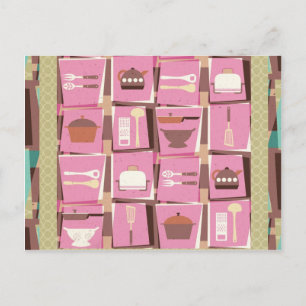 Kitchen Gadgets -  Pink Postcard (or Recipe Card)