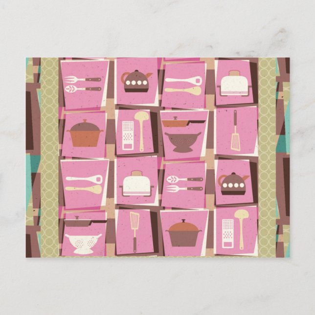 Kitchen Gadgets -  Pink Postcard (or Recipe Card) (Front)