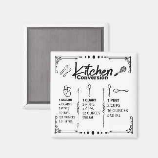 KITCHEN GALLONS TO PINT CONVERSION CHART MAGNET