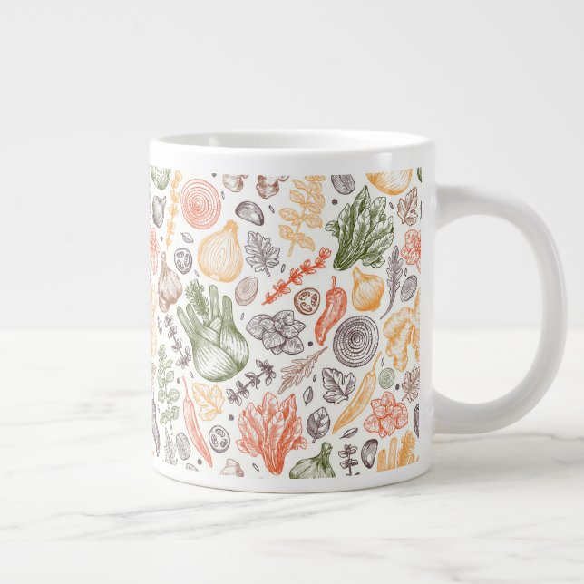 Kitchen Garden Vegetable Pattern Large Coffee Mug (Right)