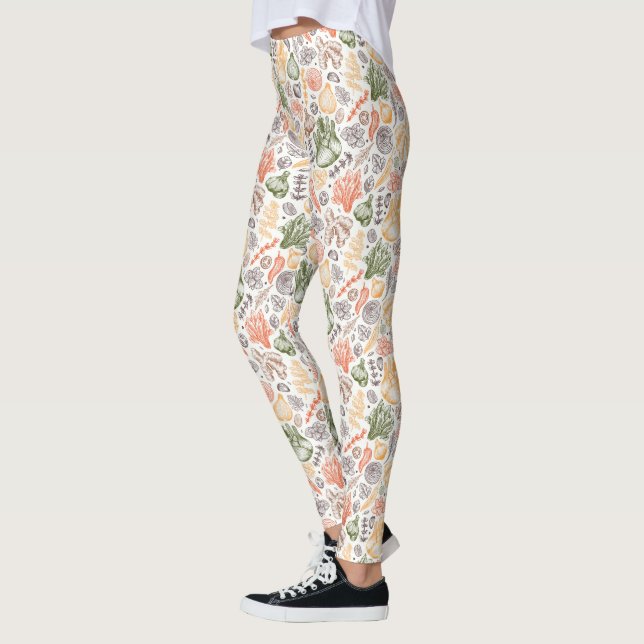 Kitchen Garden Vegetable Pattern Leggings (Left)