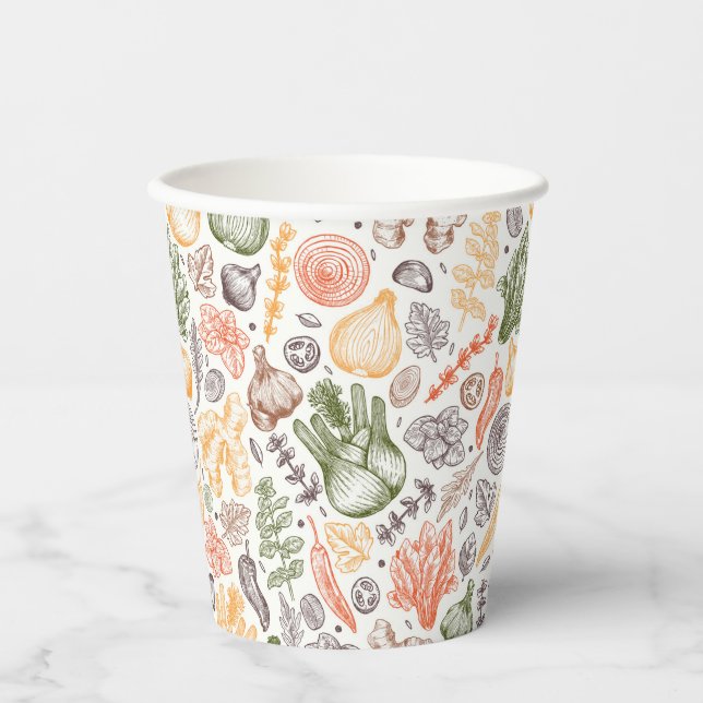 Kitchen Garden Vegetable Pattern Paper Cups (Front)