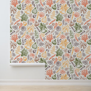 Kitchen Garden Vegetable Pattern Wallpaper
