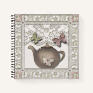 Kitchen glass tea pot beige colours notebook