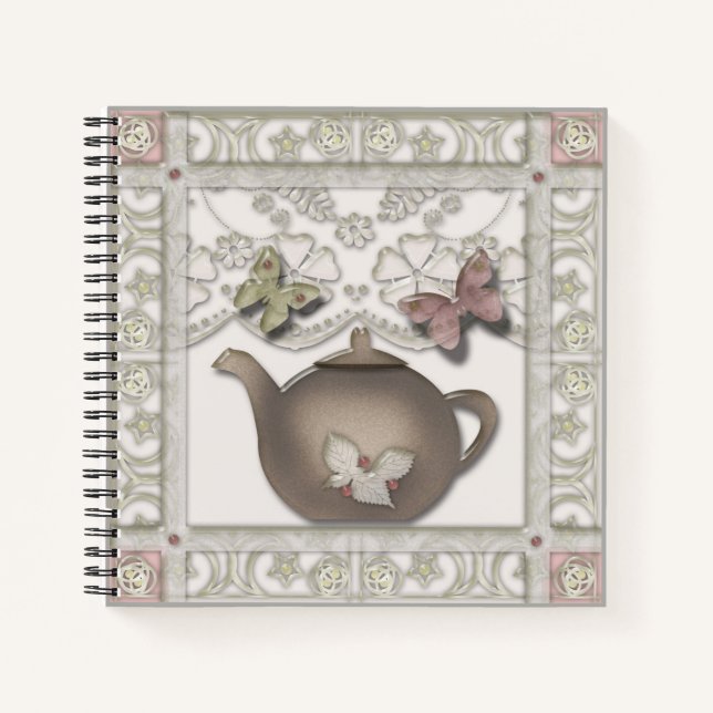 Kitchen glass tea pot beige colours notebook (Front)