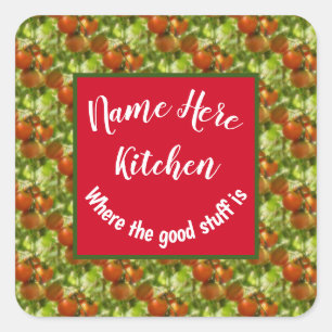 Kitchen Good Stuff Cherry Tomatoes Personalised Square Sticker