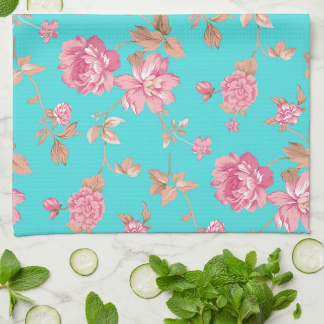 Kitchen Hand Towel/Floral Tea Towel (Folded)