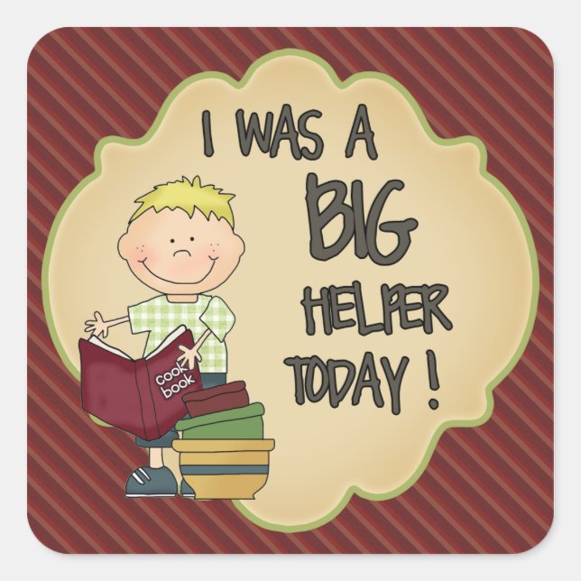 Kitchen Helper Reward Sticker Red Stripes (Front)